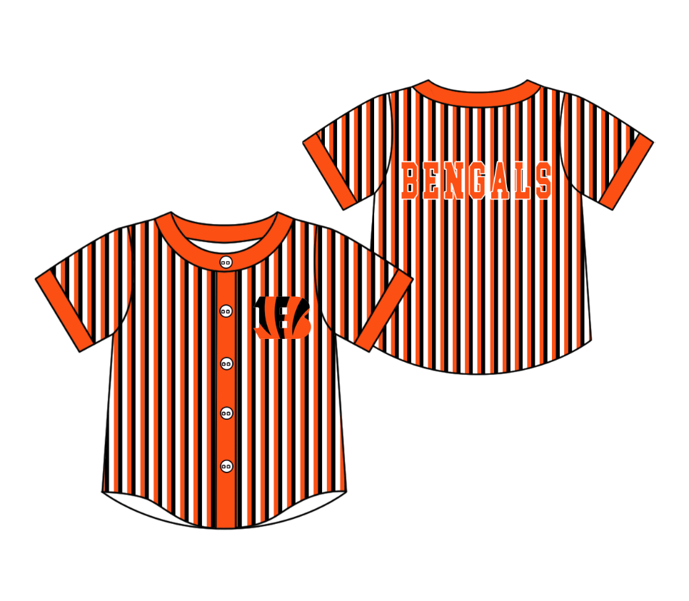 Custom moq 5 mix size milk silk summer teams Orange Striped Short-Sleeved Button-Down Shirt for Baby Boy Summer Outfit