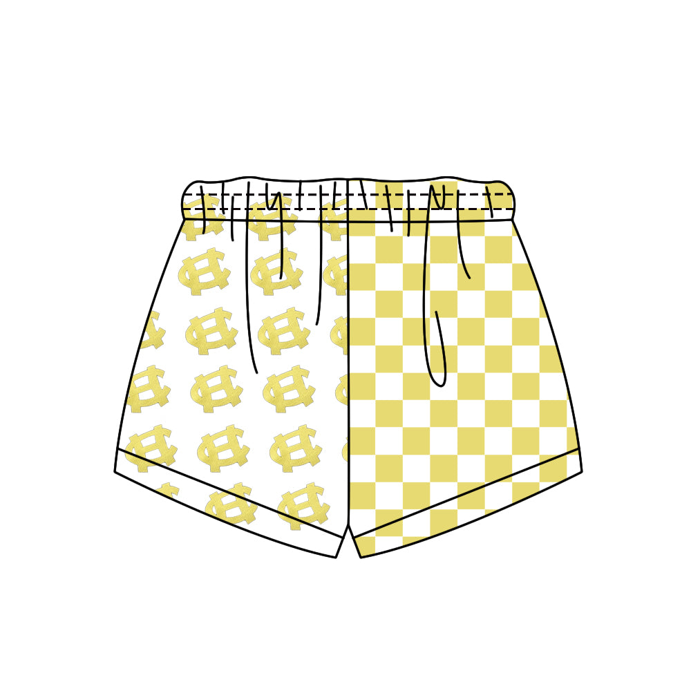 Custom moq 5 mix size milk silk summer teams Adult And Kids Checked Patchwork Summer Casual Shorts