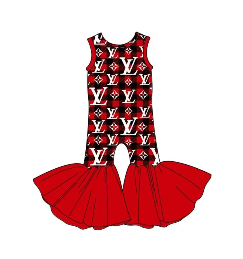 custom moq 5 eta 6-7weeks baby girls clothes sleeveless red Summer jumpsuit