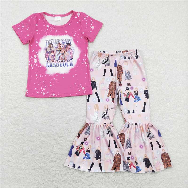 RTS GSPO1244Taylor Swift lettering rose red short-sleeved trousers suit