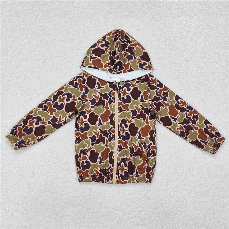 RTS NO MOQ Sibling baby boys girl clothes Camouflage Hooded Zip-Up Long Sleeve Jackets