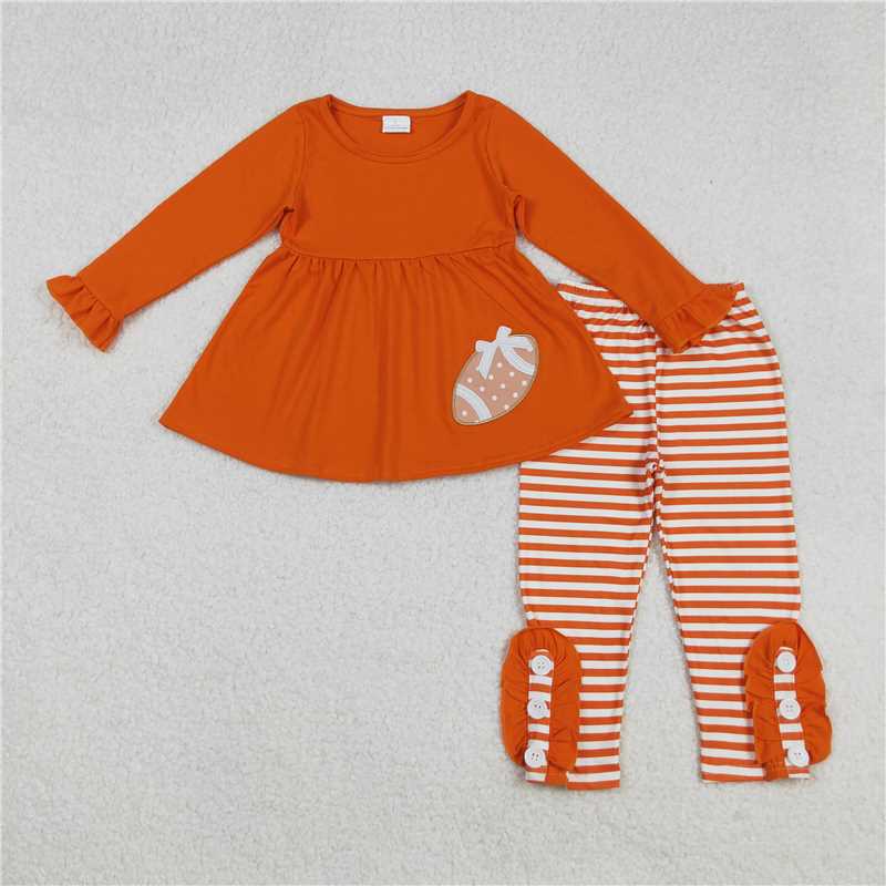RTS NO MOQ Sibling Baby girl clothes embroidery rugby Long Sleeve Pants Sets