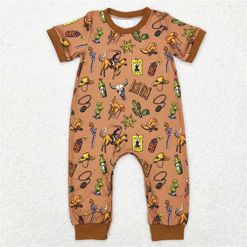 RTS NO MOQ(In Stock)32-SR0569 Baby boy clothes short-sleeved rompers