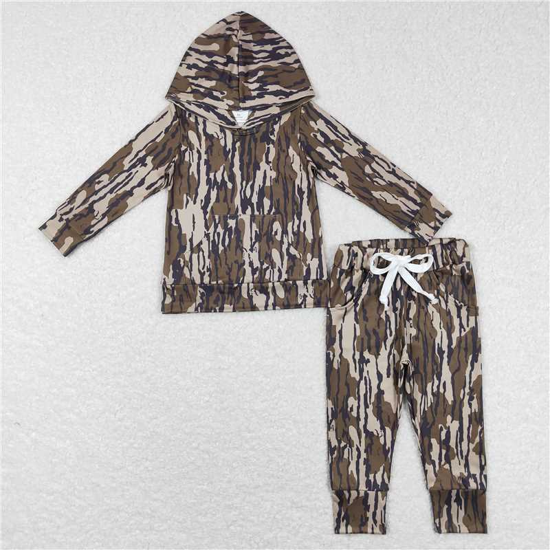 RTS NO MOQ 6 A6-30 GLP1054 Dead Leaves and Branches Army Green Camouflage Hooded Pullover Long Sleeve Suit