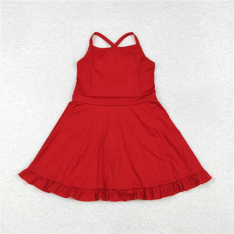 RTS NO MOQ Sibling baby girls clothes short-sleeved yoga top skirt set and yoga dress and swimsuit