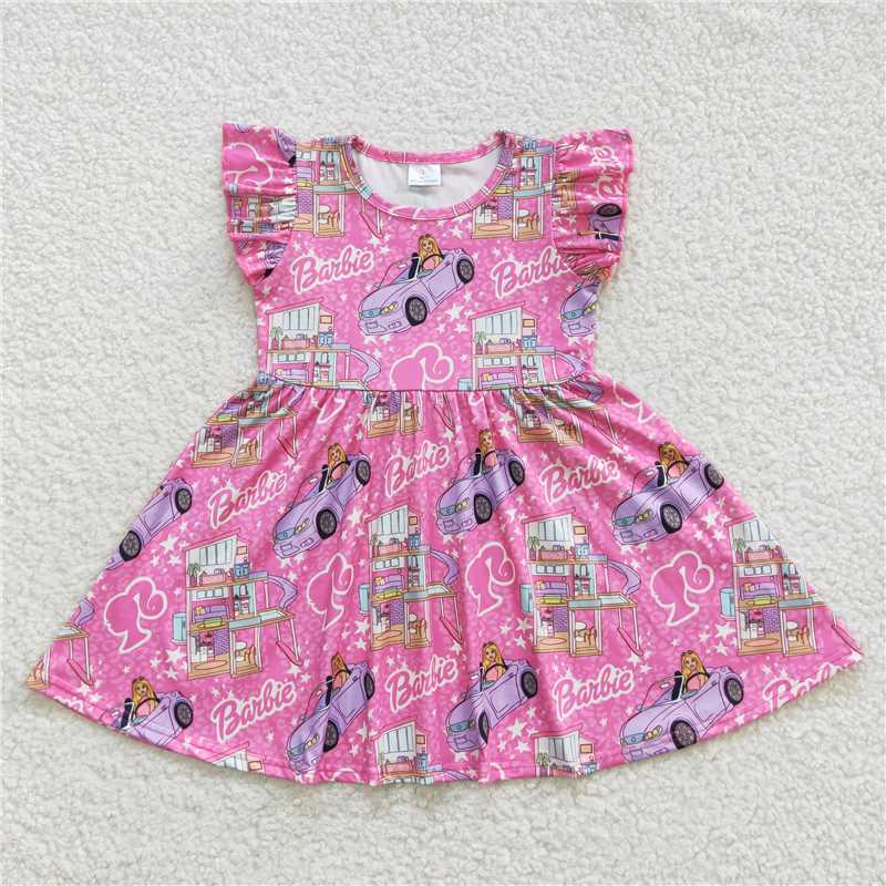 Cute Clothes GSD0465Pink Baby Girl's Dress with Flutter Sleeves Cute Clothing