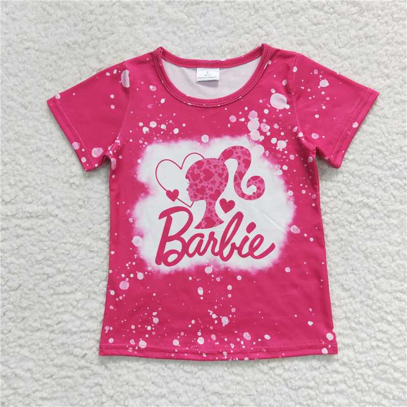 SALES NEW Baby Girls Pink Doll Short Sleeve Tee Shirt Tops Cute Outfit for Little Ones