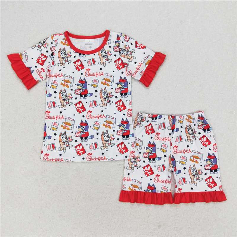 RTS NO MOQ Baby Girls and Boys Summer Chick Short Sleeve Shorts Sets
