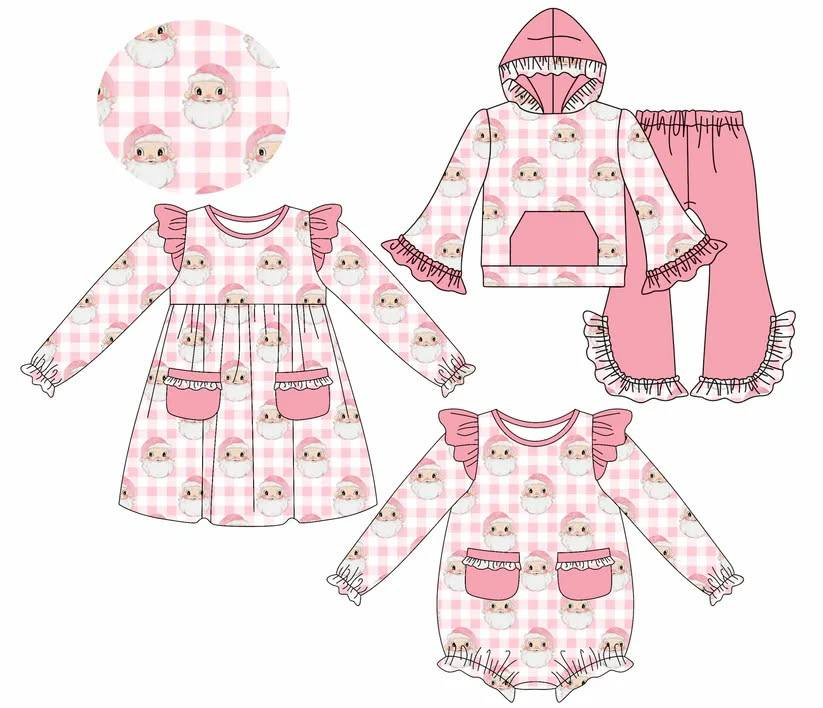 Custom moq 5 each style eta 6-7weeks baby girl clothes Christmas long sleeve pants sets and romper and dress -25.8.9