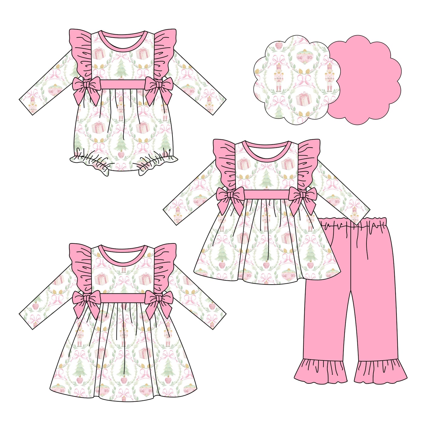 25.6.23 custom each style moq 5eta 4-6week Sibling Sisters Christmas baby girl long sleeve pants sets and dress and rompers match family design