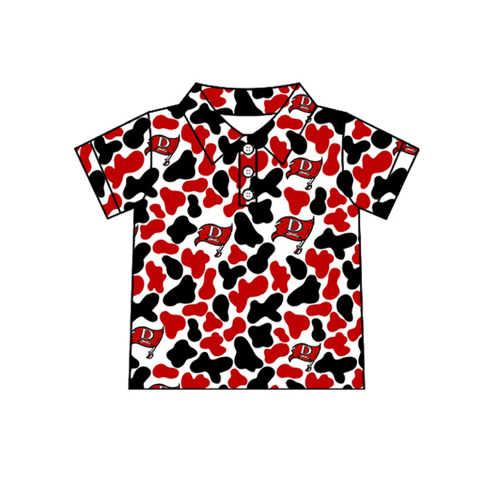 Custom moq 5 mix size summer teams Baby Boys Camo Print Short Sleeve Button Polo Top