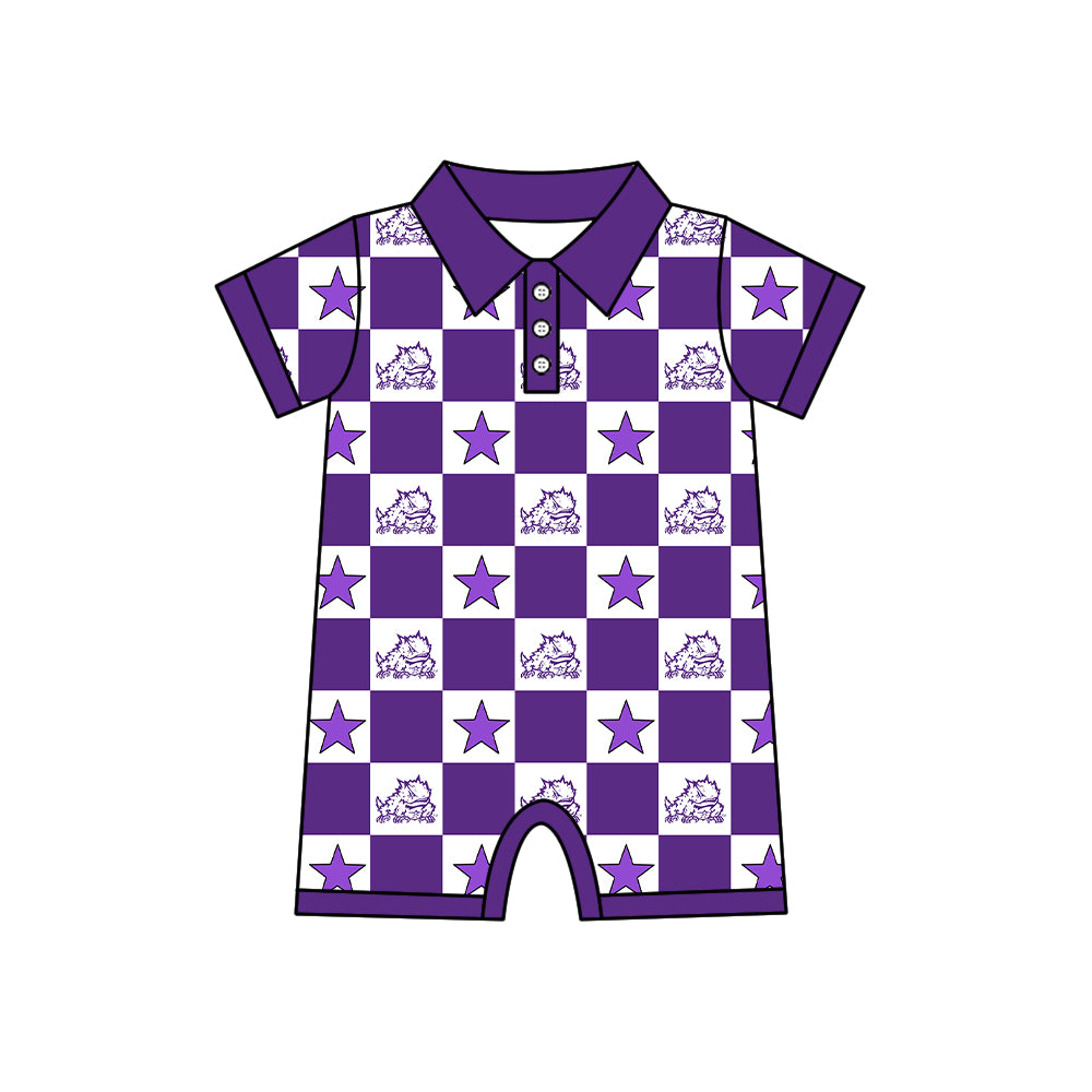 Custom moq 5 mix size milk silk summer teams Checked Bows Baby Girl Purple Sleeveless Top Skirt Short Set Dress And Shorts Yoga Outfit Boy's Top Shorts Set Romper