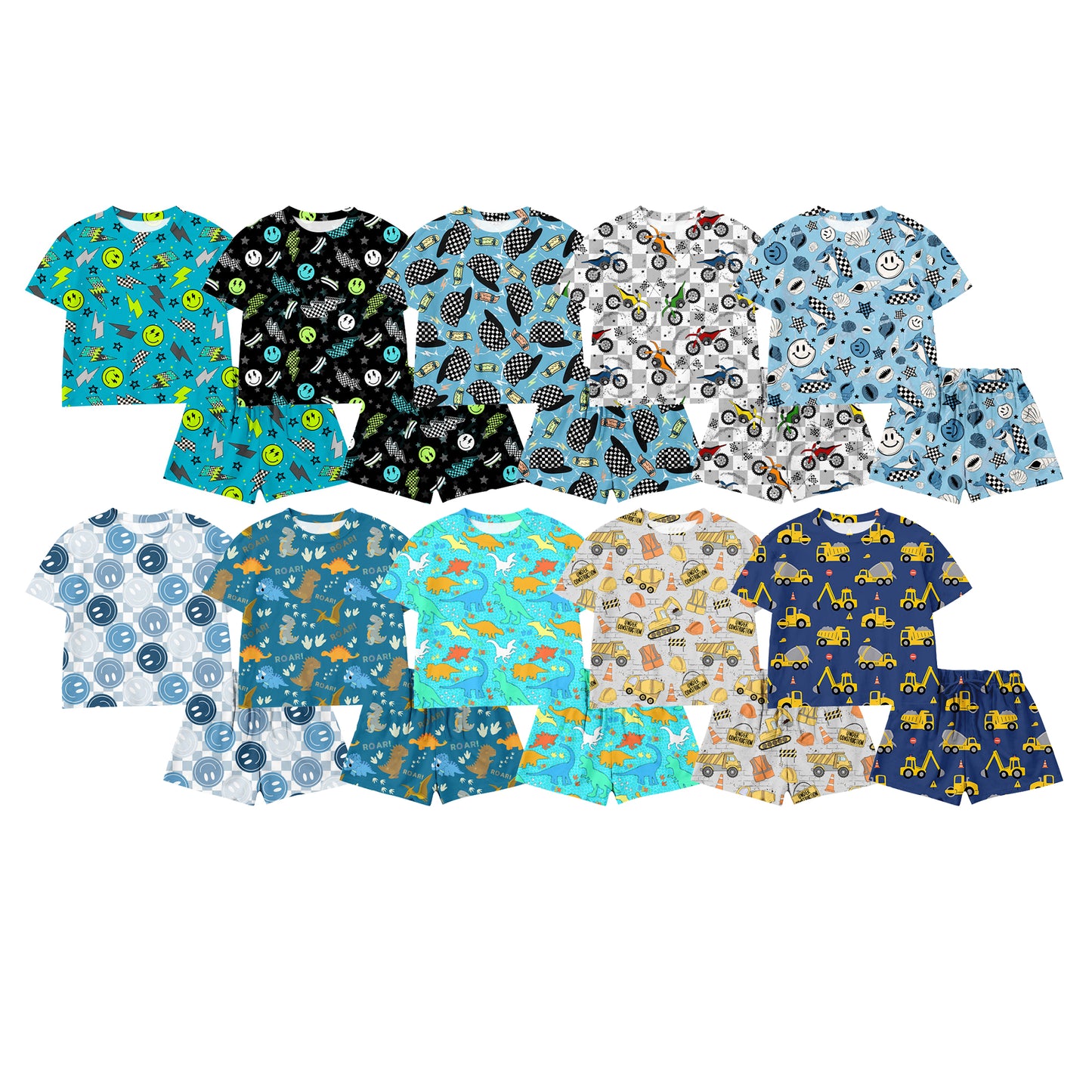 Custom moq 5 mix size Sibling Baby Boy Short-Sleeved Top And Shorts Set Cute Comfortable Outfit for Infants