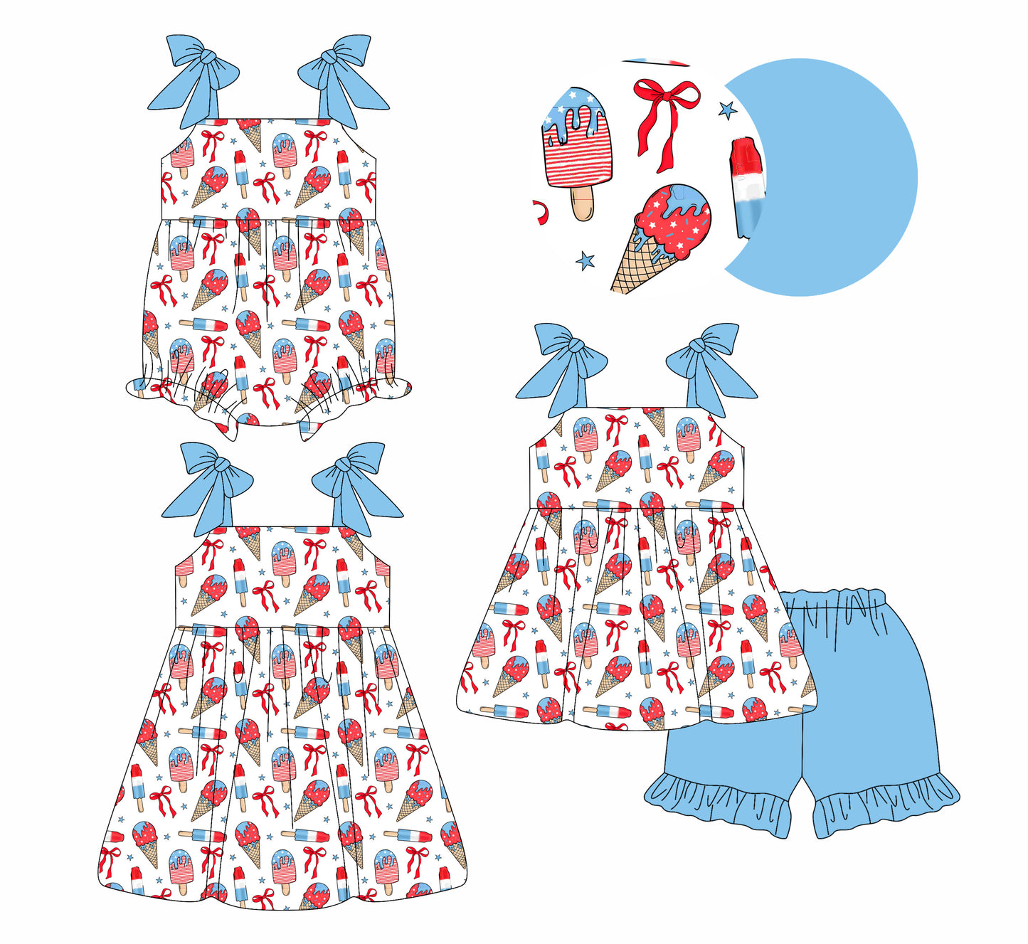 26.1.9 custom each style moq 5 eta 6-8week Sibling Sister bow baby short sleeve shorts sets and romper and dress match design