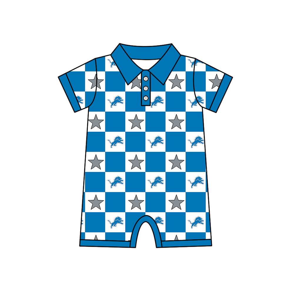 Custom moq 5 mix size milk silk summer teams Blue Checked Baby Girl Sleeveless Top Skirt Short Set Dress And Shorts Yoga Outfit Boy's Top Shorts Set Romper