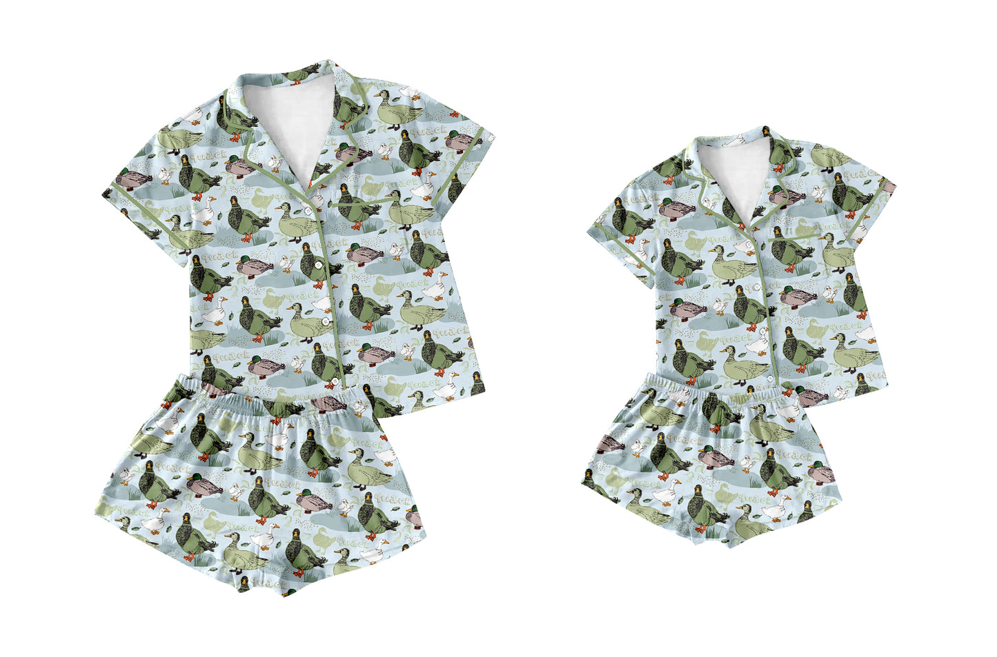 25.9.30 custom each style moq 5eta 4-6week Sibling Sister duck baby short sleeve shorts sets and adult set match design