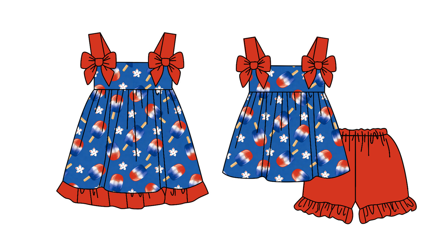 25.12.30 custom each style moq 5 eta 6-8week Sibling Sister baby short sleeve shorts sets and dress match design