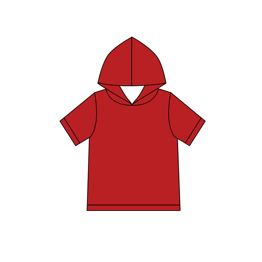 Custom moq 5 boys Blank Cotton Short Sleeve Hooded Top Burgundy Short Sleeve Hooded Top