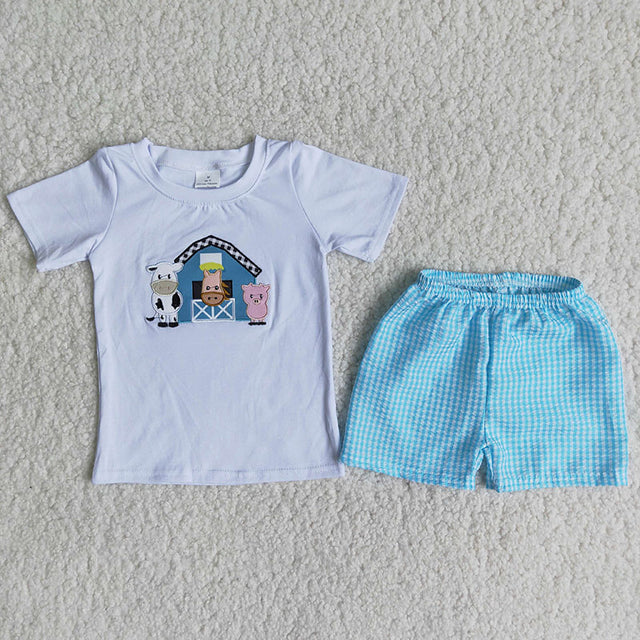 B18-12 Baby boys Farm lattice outfits