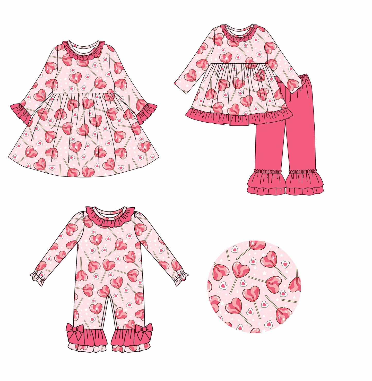 25.9.4 custom each style moq 5eta 4-6week Sibling Sisters love baby girl long sleeve pants sets and dress and rompers match family design