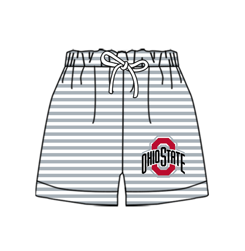 Custom moq 5 mix size milk silk summer teams Baby Grey Striped Drawstring Shorts for Children Elastic Waist Kids Summer Shorts
