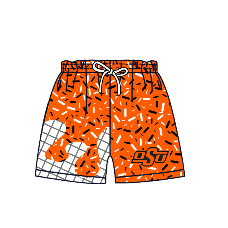 Custom moq 5 mix size milk silk summer teams Baby Camo Hooded Short Sleeve Top and Shorts Set Orange Ice Cream Drips Hooded Top with Matching Shorts