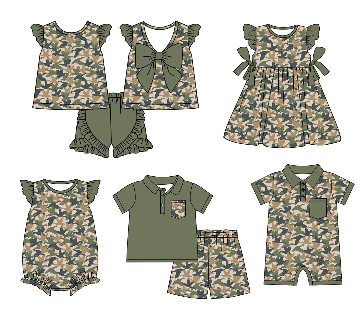 2.25 custom each style moq 5eta 4-6week Sibling Sister duck baby girl short sleeve shorts sets and sets 2 and boy romper and girl romper and dress match design