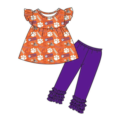 custom moq 3 eta 6-7weeks CC ORANGE and purple Short sleeve + trousers suit