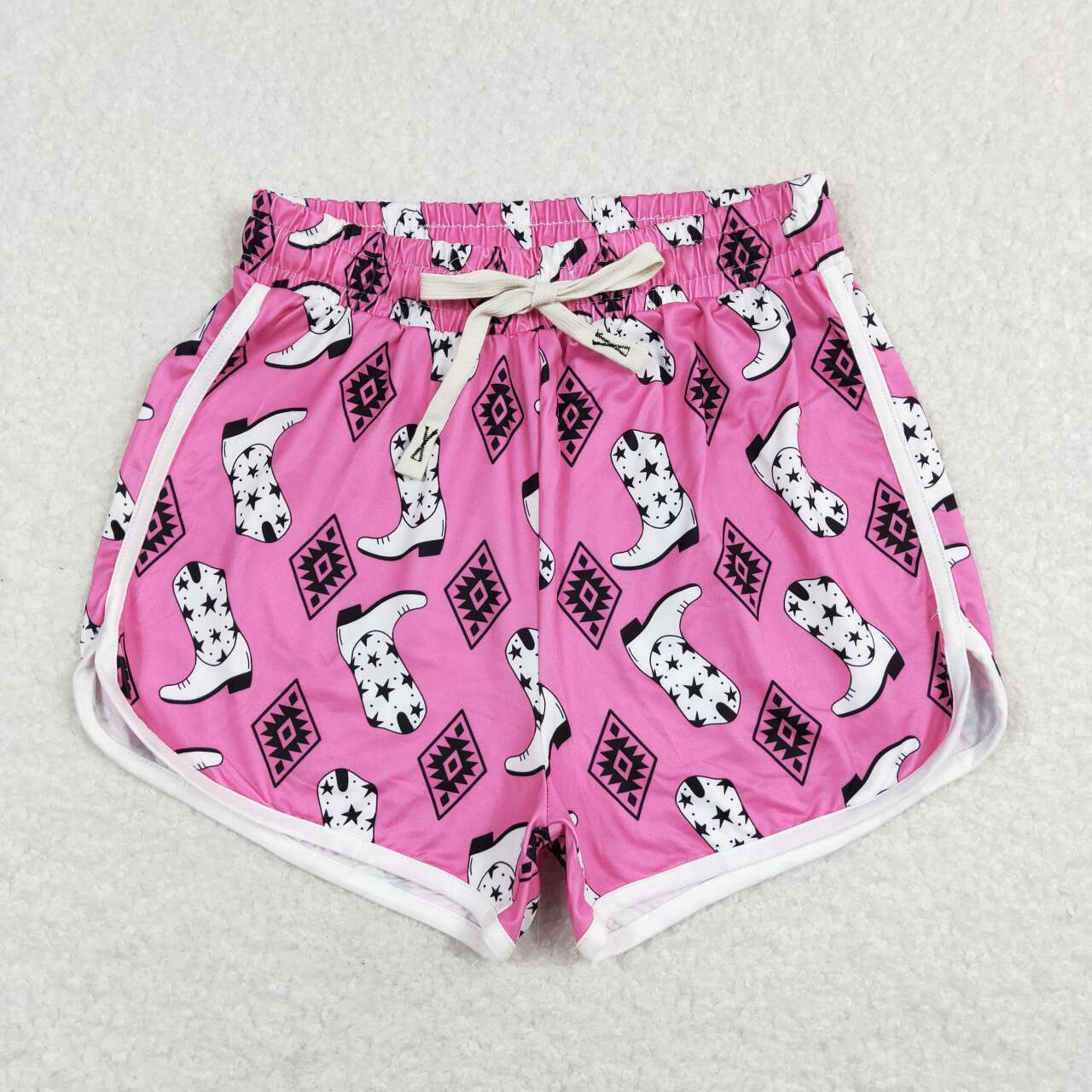 SS0131 Adult boots geometric pattern rose red shorts