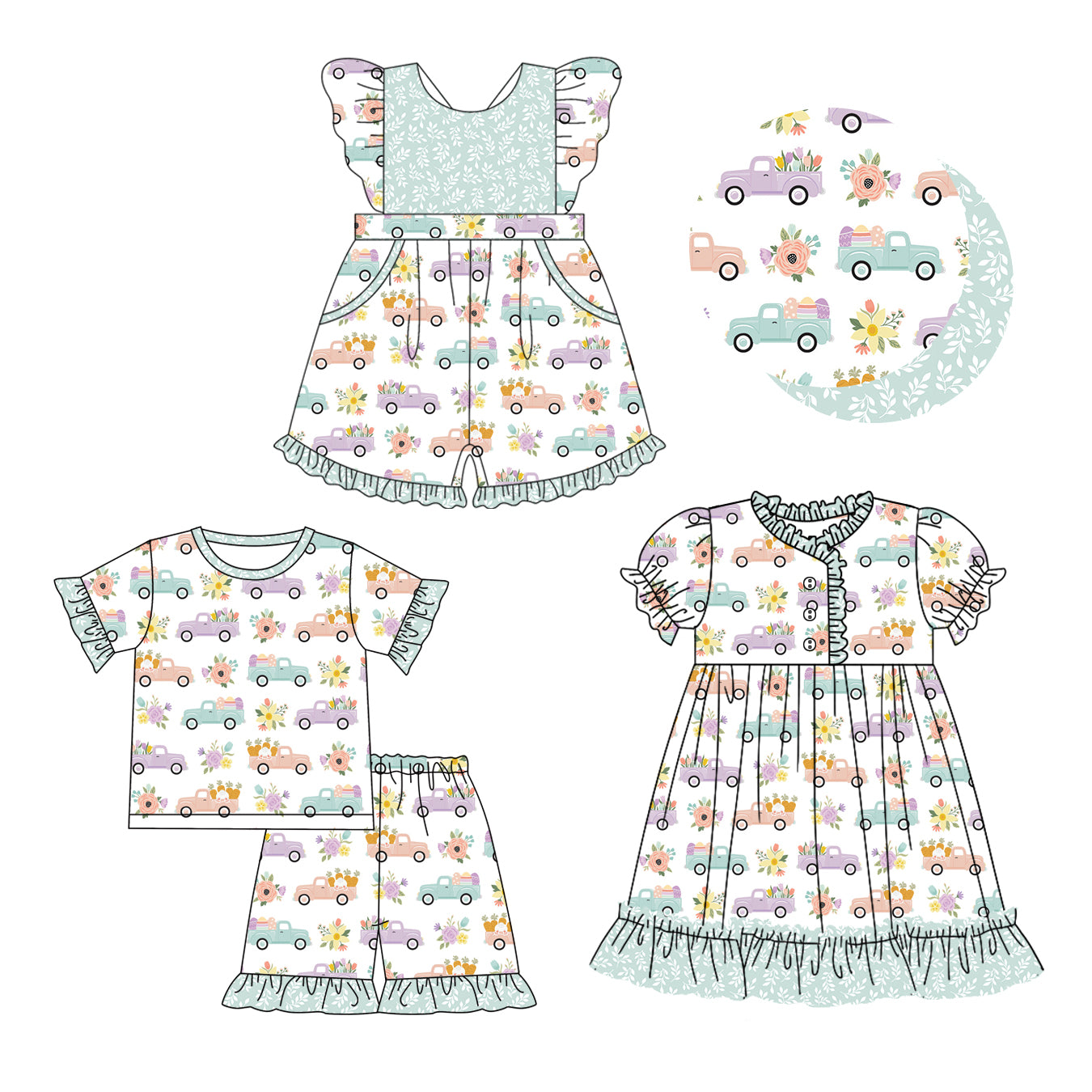 12.11 custom each style moq 5eta 4-6week Sibling Sister baby girl short sleeve shorts sets and dress and jumpsuits match family design