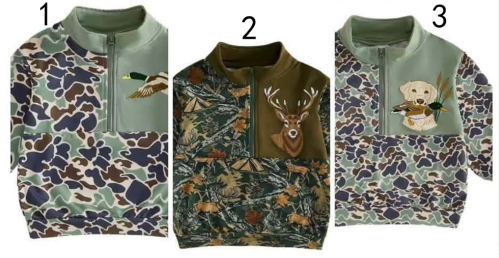 custom moq 5 mix size LHGNDN0118 Baby Kids Camo Half Zip Pullover Sweatshirt Duck Deer Hunting Dog Hunting Top
