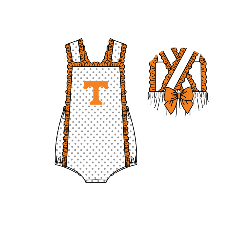 Custom moq 5 mix size milk silk summer teams Orange Polka Dot Baby Romper Set Short-Sleeved Thong Dress for Girls And Short-Sleeved Shorts for Boys Cute Baby Outfit Combination