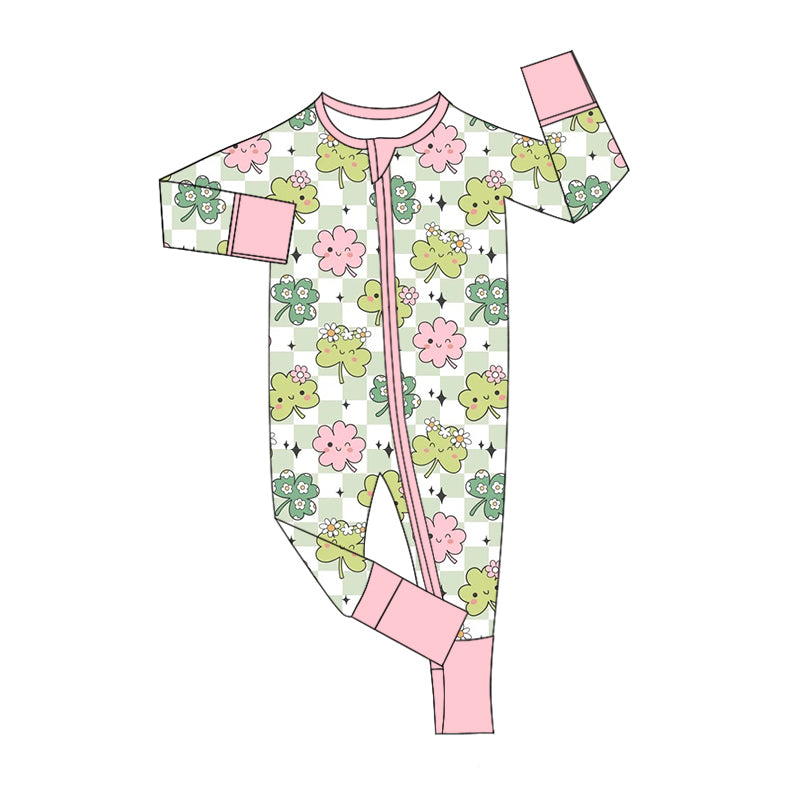 10.17 custom each style moq 5eta 4-6week Sibling Four Leaf Clover baby girls sets and rompers match family design