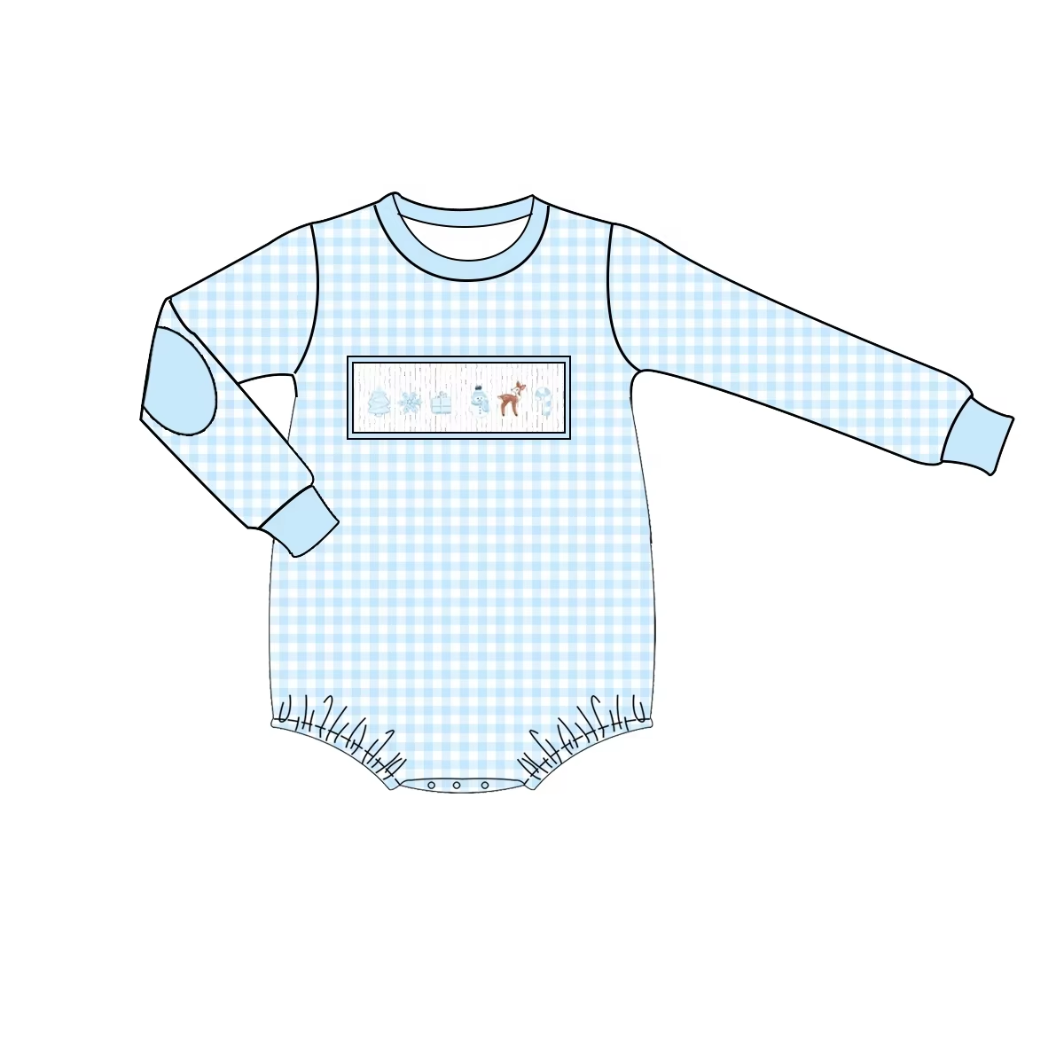 Custom moq 3 eta 6-8weeks Sky blue plaid long romper