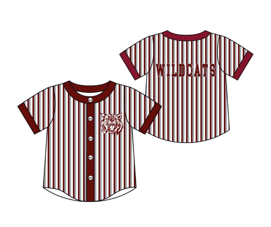 Custom moq 5 mix size milk silk summer teams Red Striped Short-Sleeved Button-Down Shirt for Baby Boy Outfit
