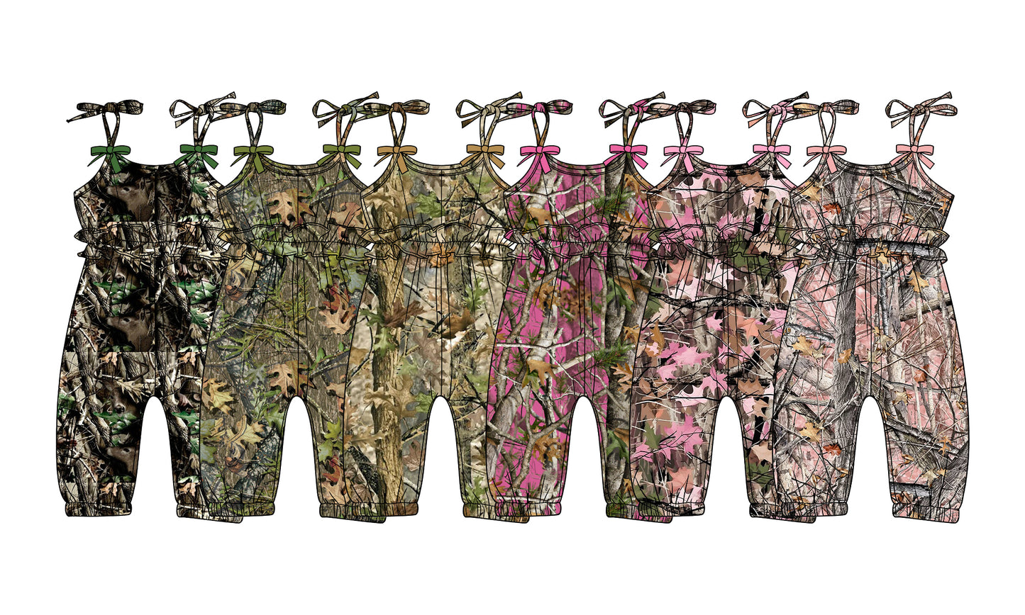 2.26 Custom moq 5 mix size Sibling Baby Girls Dead Leaf Camouflage Sleeveless Jumpsuit Baby Girl Outfit for Summer