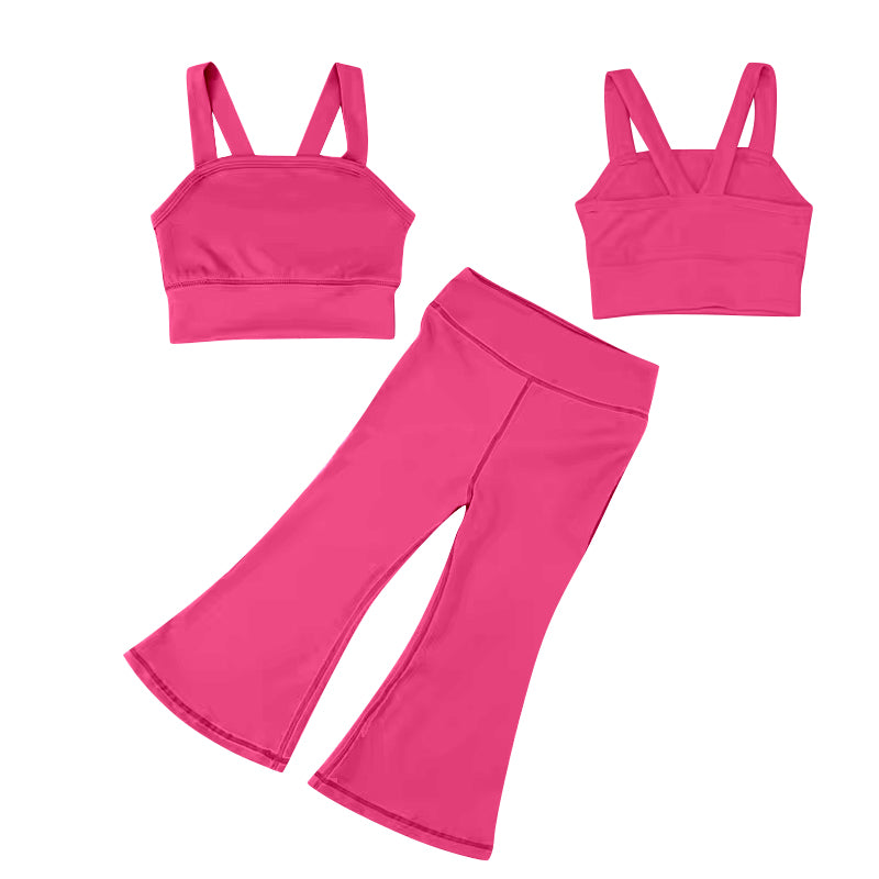 7.4 custom each style moq 5eta 4-6week baby girls clothes rose red Yoga Suit vest Pants Set