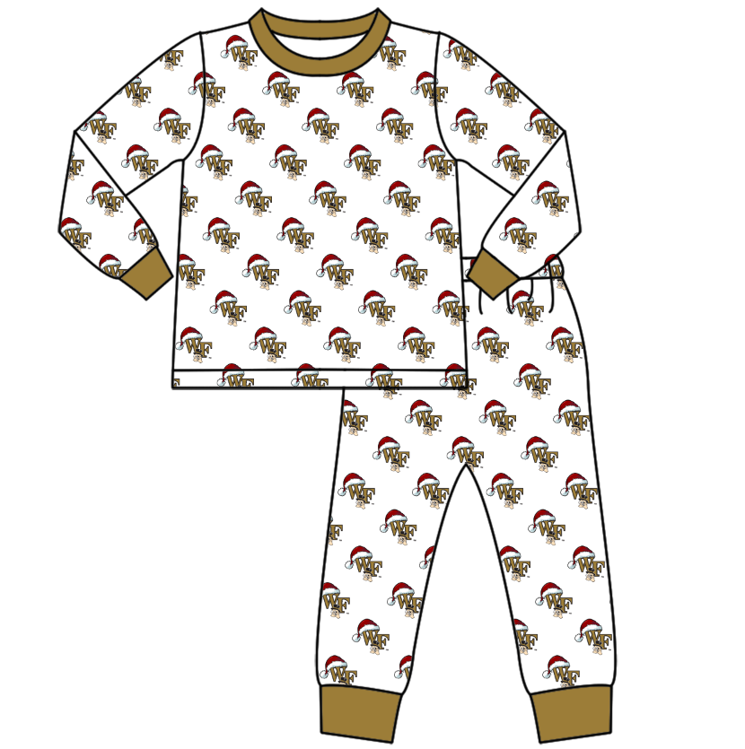 custom moq 5 tat about 4-6 weeks long sleeve long pants pajama set White Gold boys)