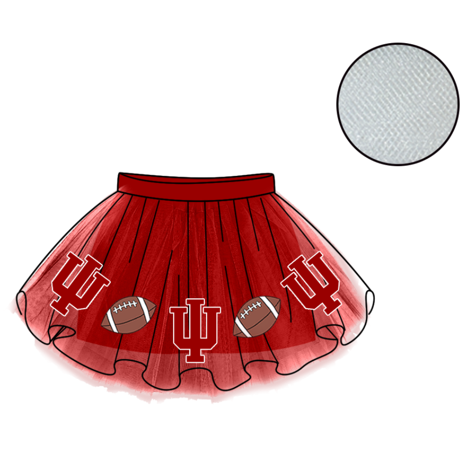 Custom moq 5 mix size milk silk summer teams Baby Girl's Red Mesh Skirt Summer Team Outfit