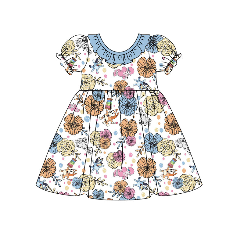 10.23 custom each style moq 5eta 4-6week baby girl clohes flower short sleeve dress