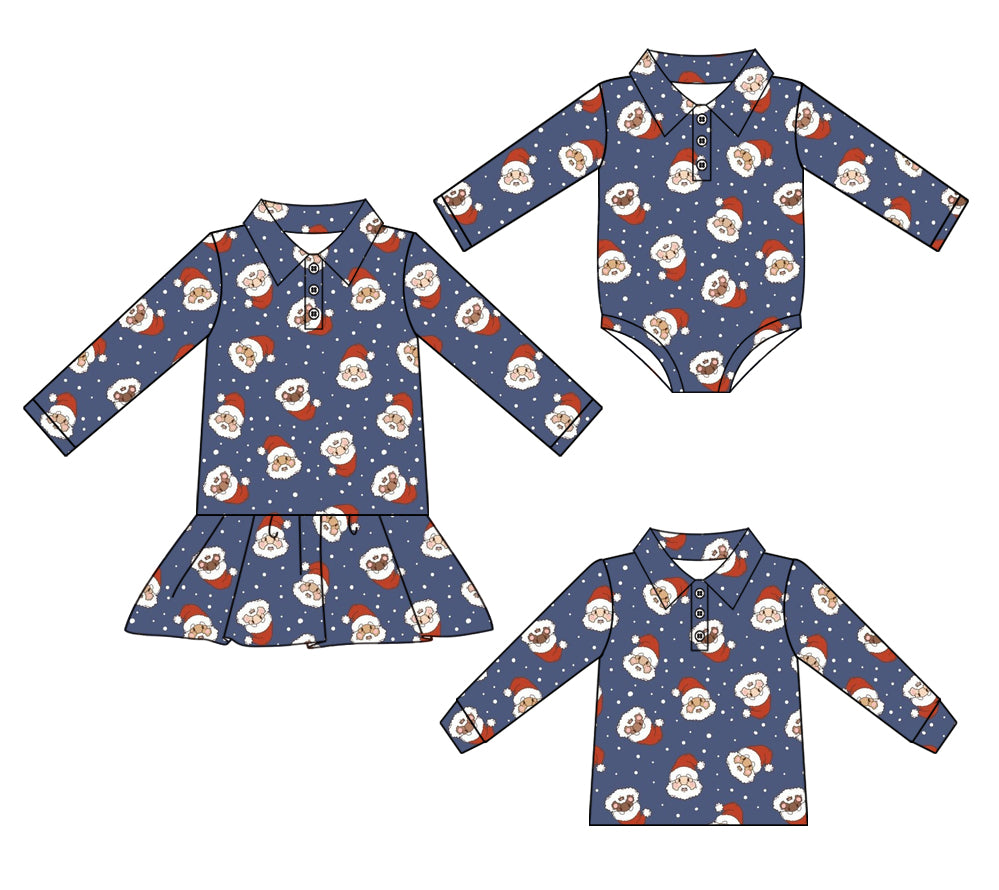25.7.8 custom each style moq 5eta 4-6week Sibling Sisters Christmas baby girls long sleeve dress and top and romper match family design