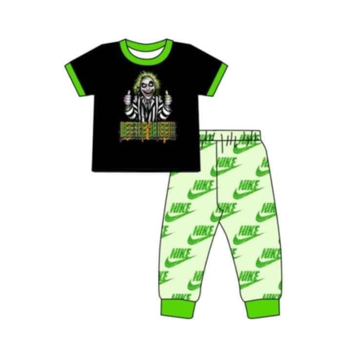 custom moq 5 eta 6-7weeks Black and green trousers pajama set