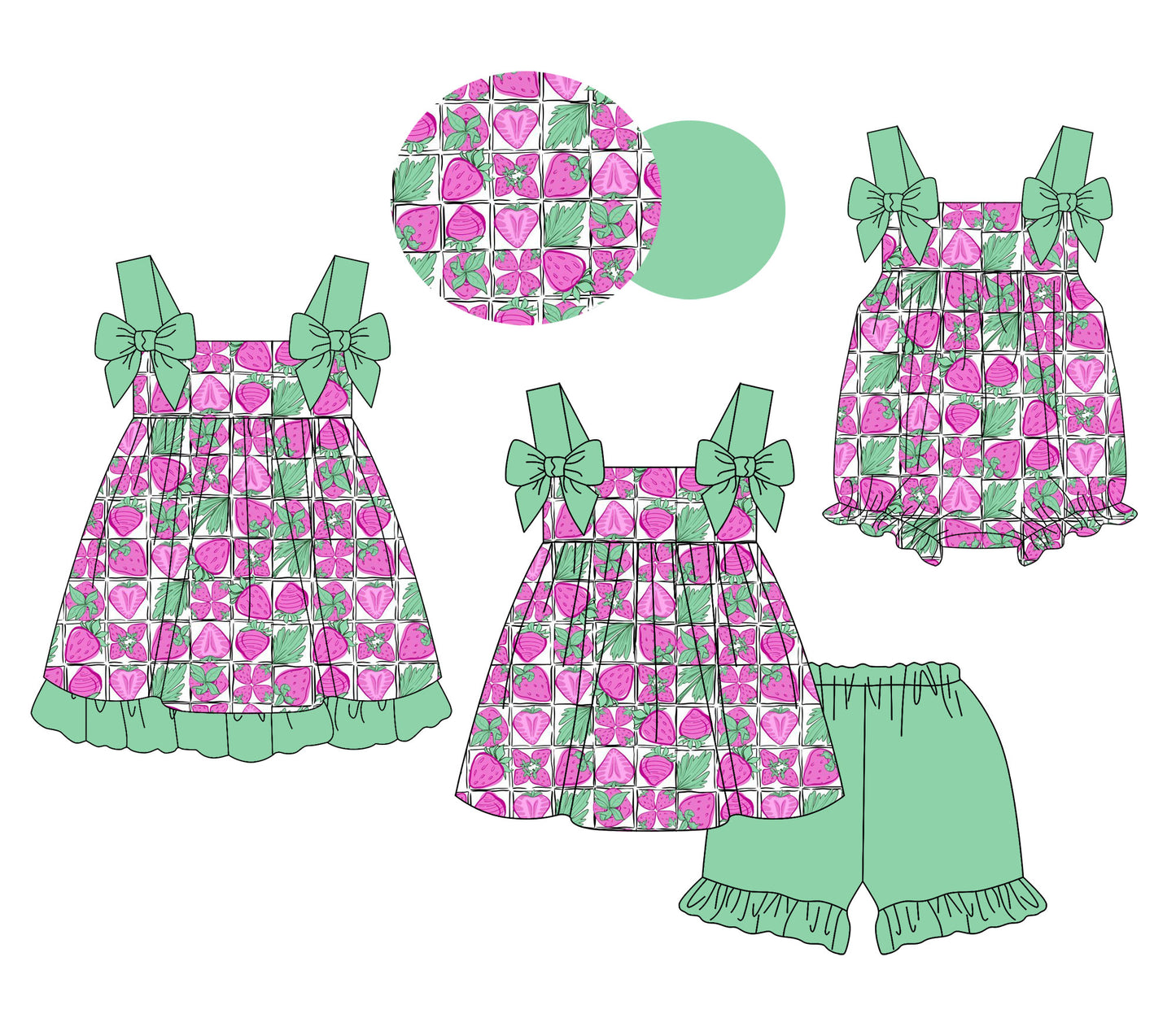 4.11 Custom moq 5 mix size Sibling Baby Girl's Checked Strap Top And Short Set Cute Romper Dress for Summer