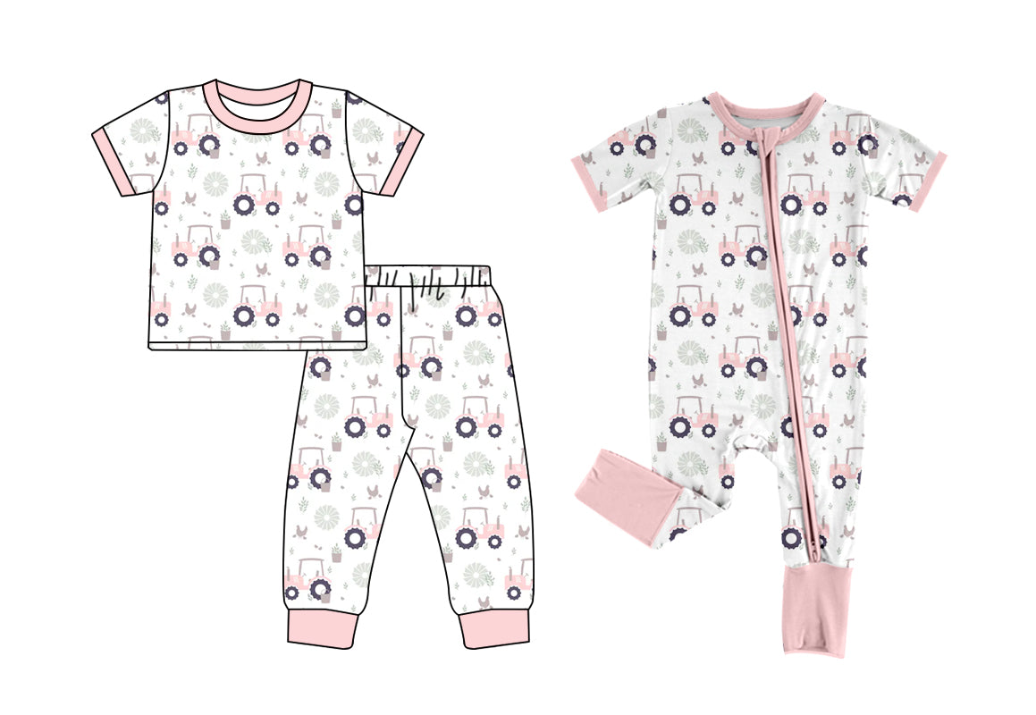 4.14 Custom moq 5 mix size Sibling Baby Girls Short-Sleeved Pajama Set Short Sleeve Zip Romper