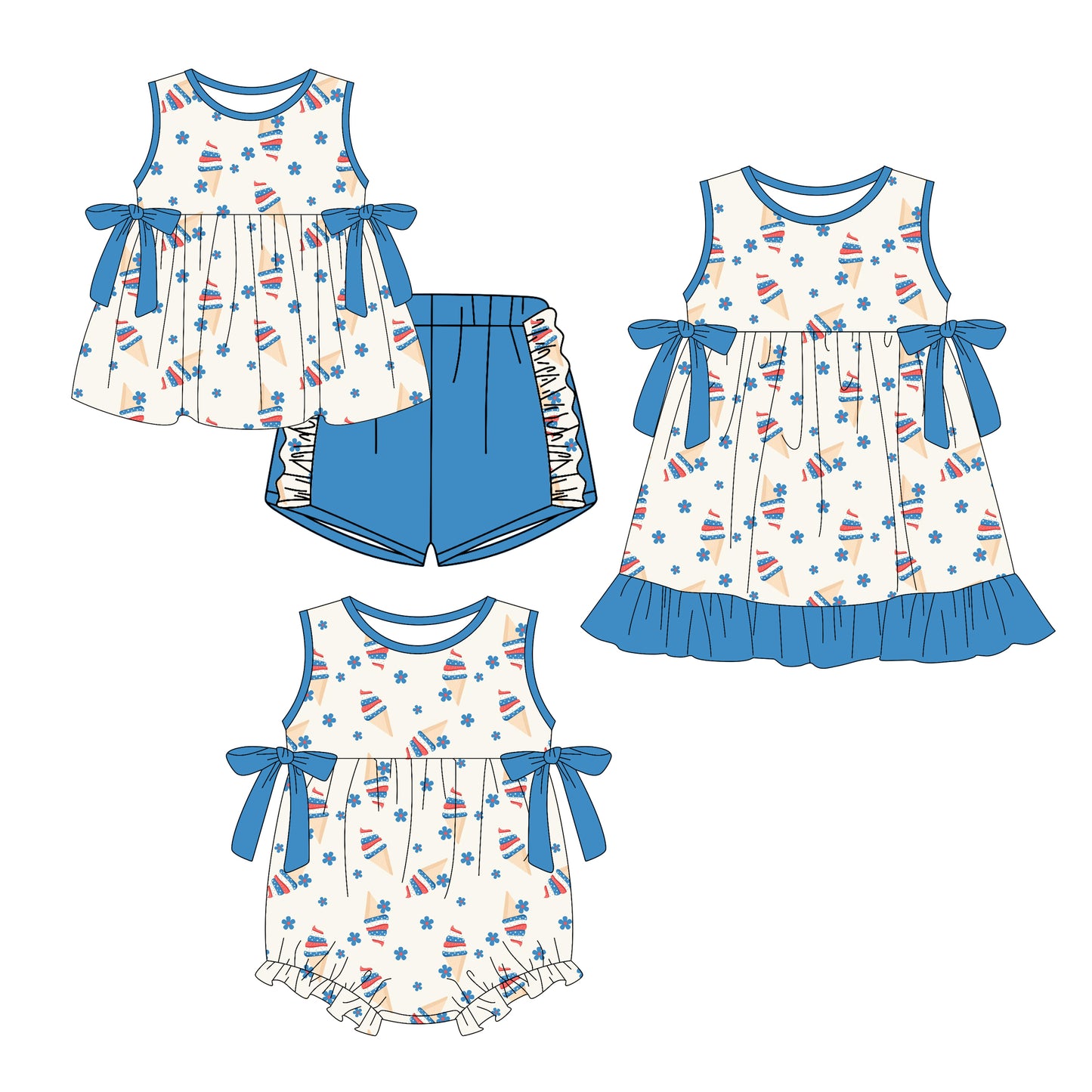 25.12.27 custom each style moq 5 eta 6-8week Sibling Sister baby short sleeve shorts sets and romper and dress match design