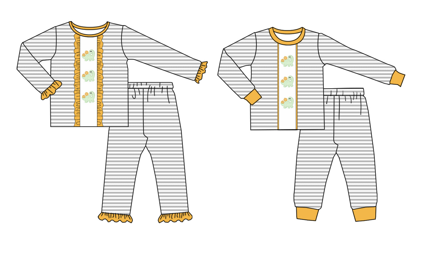 25.6.13 custom each style moq 5eta 4-6week Sibling Sisters dinosaur baby girl long sleeve pants sets 1 and sets 2 match family design