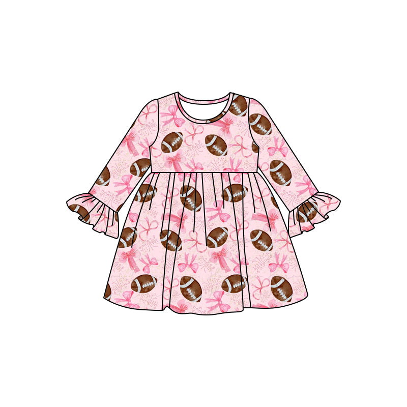 8.2 custom each style moq 5eta 4-6week baby girls clothes rugby bow pink long sleeve dress