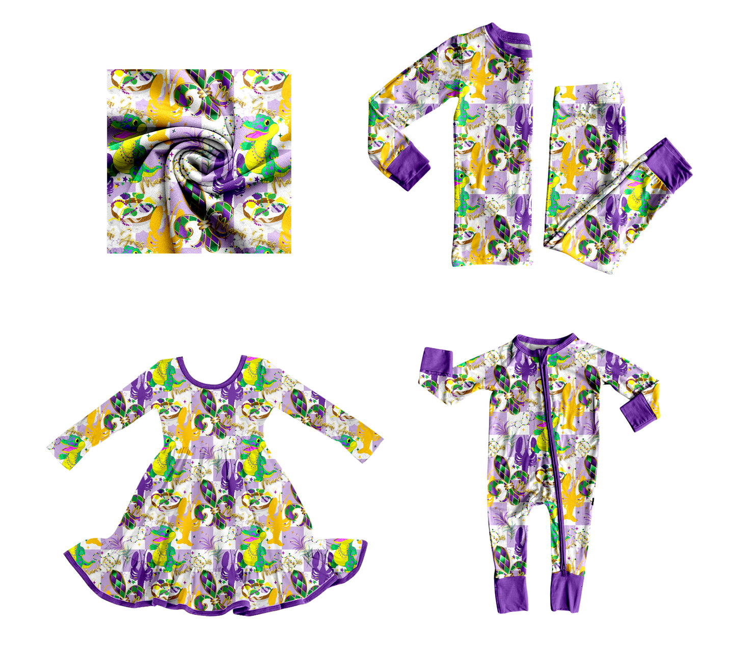 25.9.4 custom each style moq 5eta 4-6week Sibling Sisters mardi gras baby girl long sleeve pants sets and dress and rompers match family design