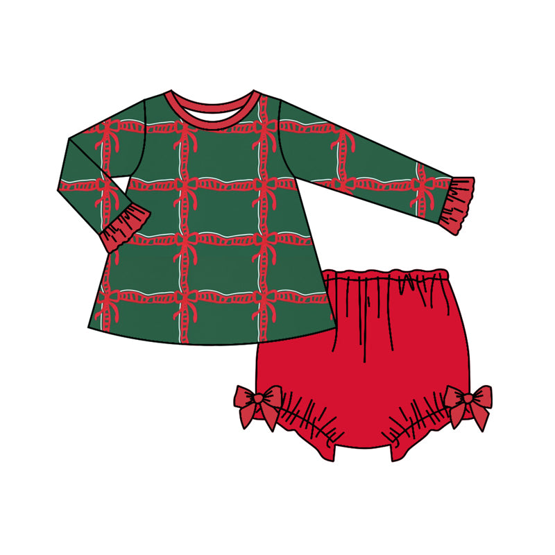 6.6 custom each style moq 5eta 4-6week baby girl clothes Christmas bow red long sleeves briefs suit