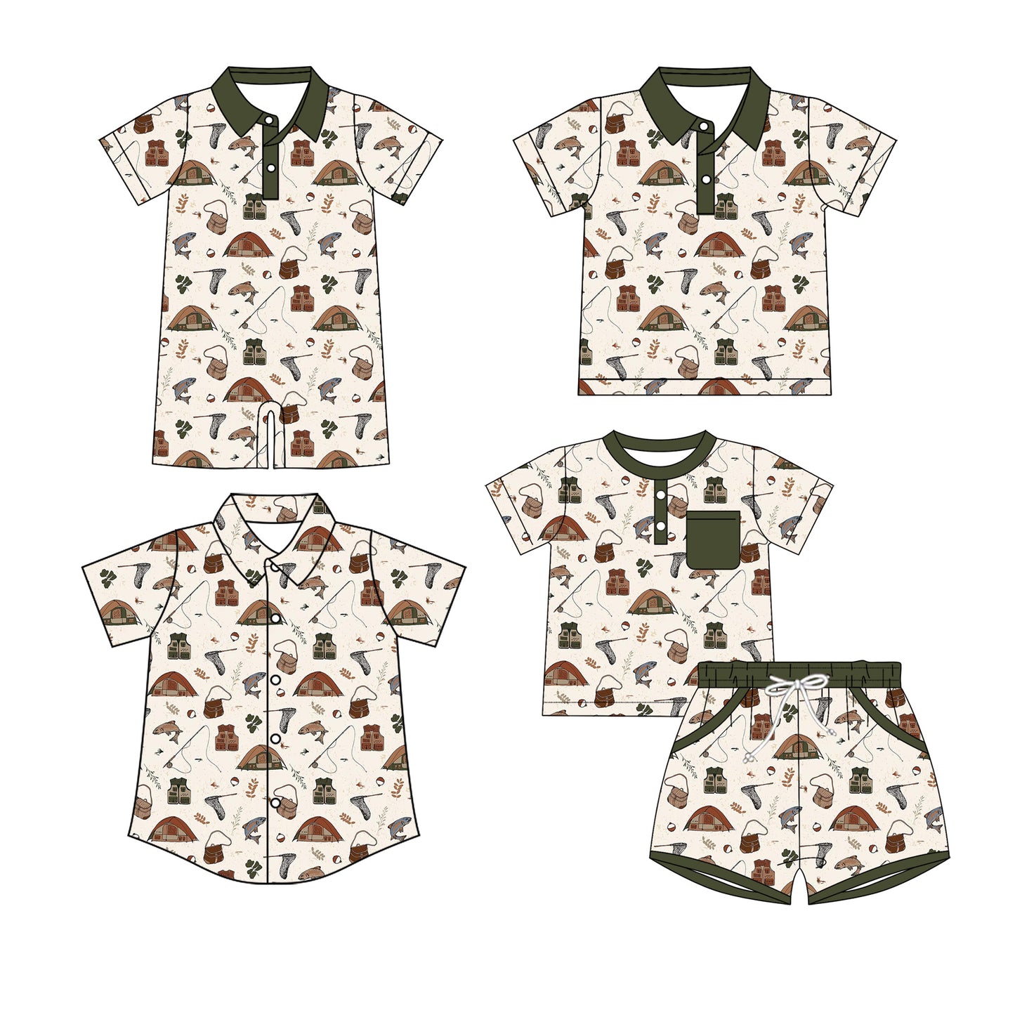 3.23 Custom moq 5 mix size Sibling Baby Boy's Short-Sleeved Outfit Set with Matching Polo Shirt And Button-Down Shirt Romper